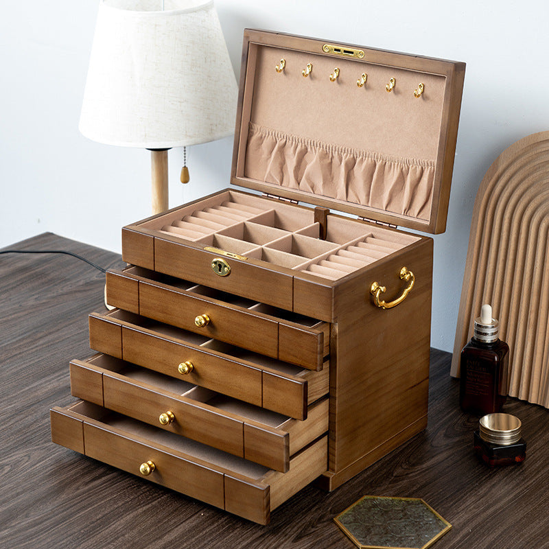 JOYERO RETRO DE MADERA MACIZA CON CERRADURA
