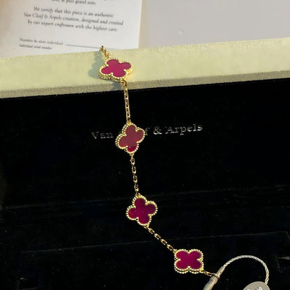 [Kincade]CLOVER 5 MOTIFS PINK ENAMEL BRACELET
