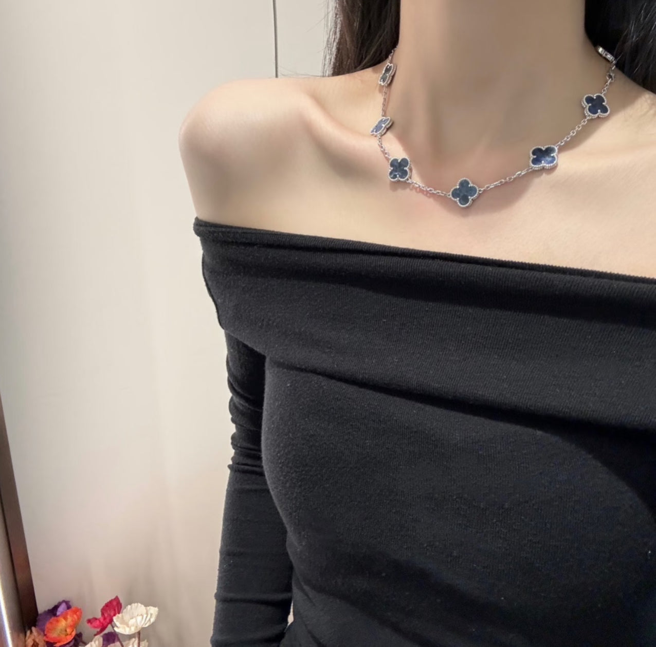 [Kincade Jewelrys]CLOVER 10 MOTIFS BIDE STONE NECKLACE