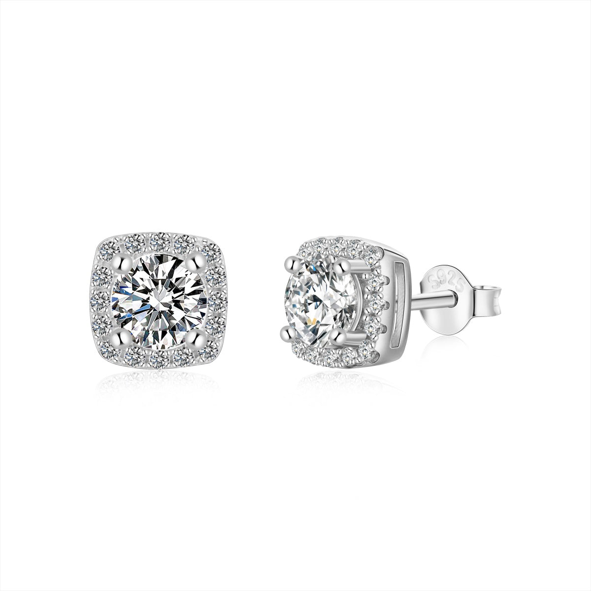 [Kincade Jewelrys]Classic Round Center Stone Stud Earrings