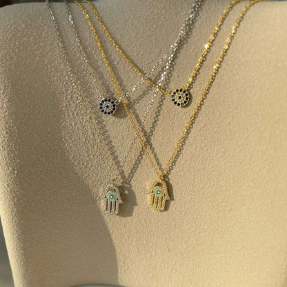 [Kincade Jewelrys]Demon Eye Hamsa Palm Necklace