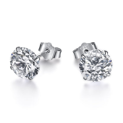 [Kincade]Stylish Shiny Round Center Stone Stud Earrings
