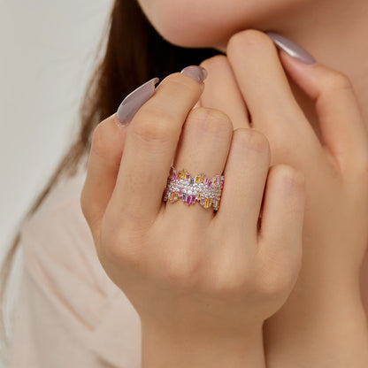 [kincade]Luxurious Colorful Radiant Cut Daily Ring