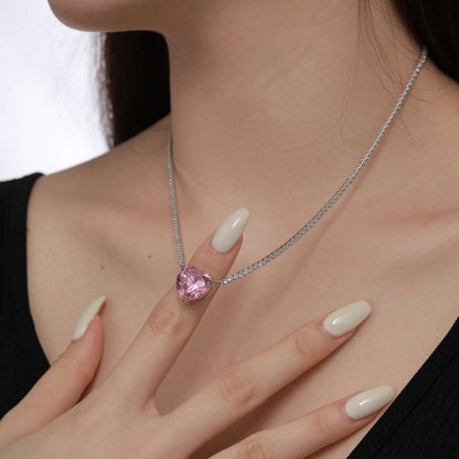 [Kincade Jewelrys]8.0 Carat Versatile Colorful Sweet Heart-Shaped Tennis Necklace