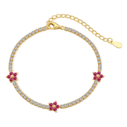 [Kincade Jewelrys]Sparkling Flower Shape Tennis Bracelet