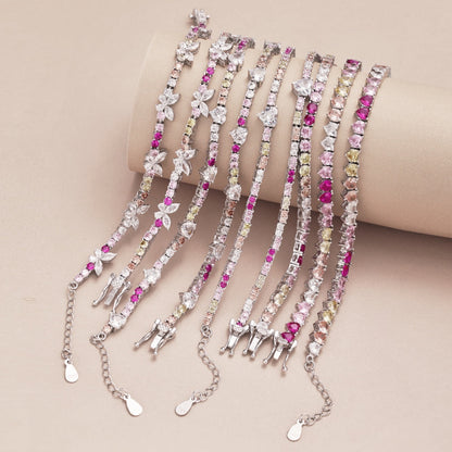 [Kincade Jewelrys]Sparkling Colorful Full Heart Tennis Necklace