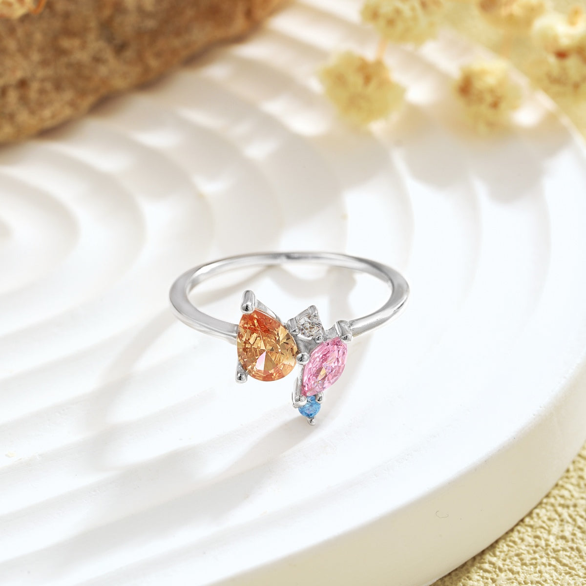 [Kincade Jewelrys]Radiant Colorful Multi Cut Daily Ring