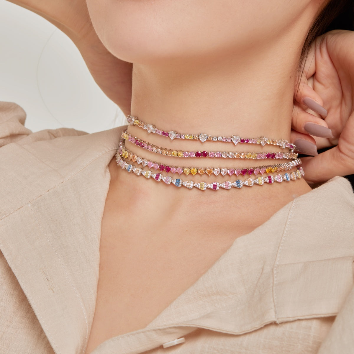 [Kincade Jewelrys]Delicate Colorful Rainbow Tennis Chain