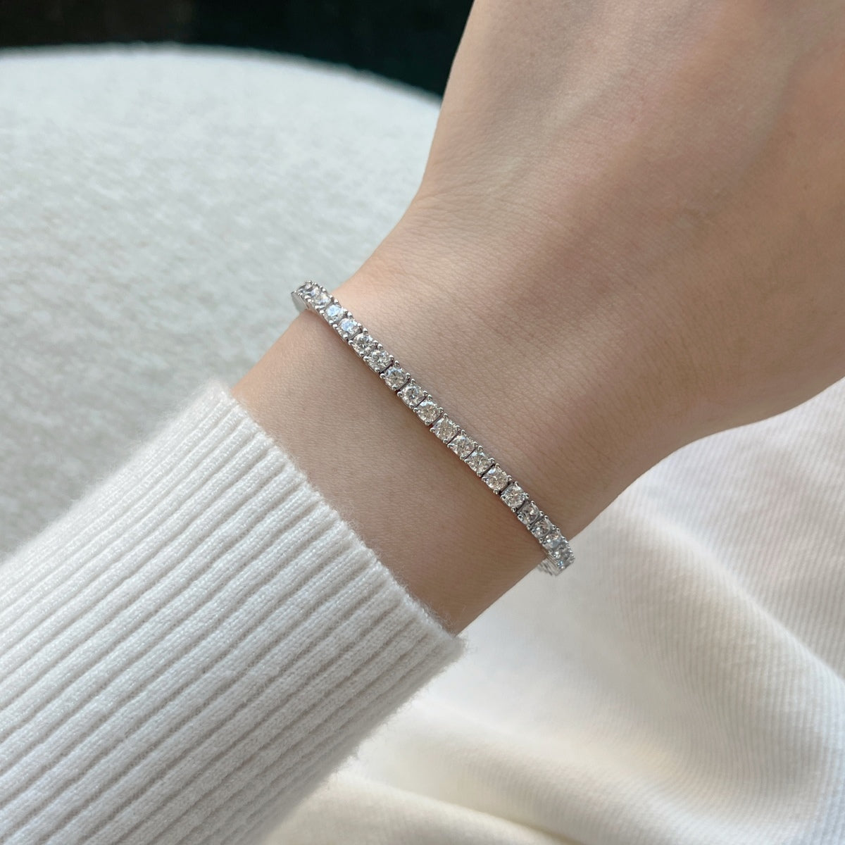 [Kincade Jewelrys]Dainty Charming Round Cut Tennis Bracelet
