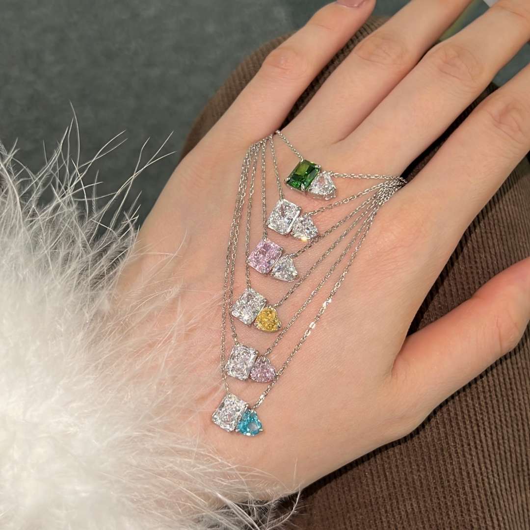 [Kincade Jewelrys]Dazzling Square & Heart Shape Necklace