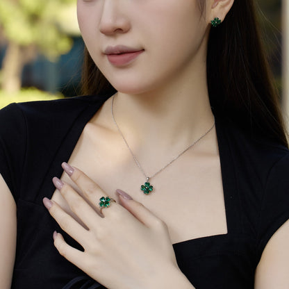 [Kincade Jewelrys]Heart-Shaped Four-Leaf Clover Bead Necklace