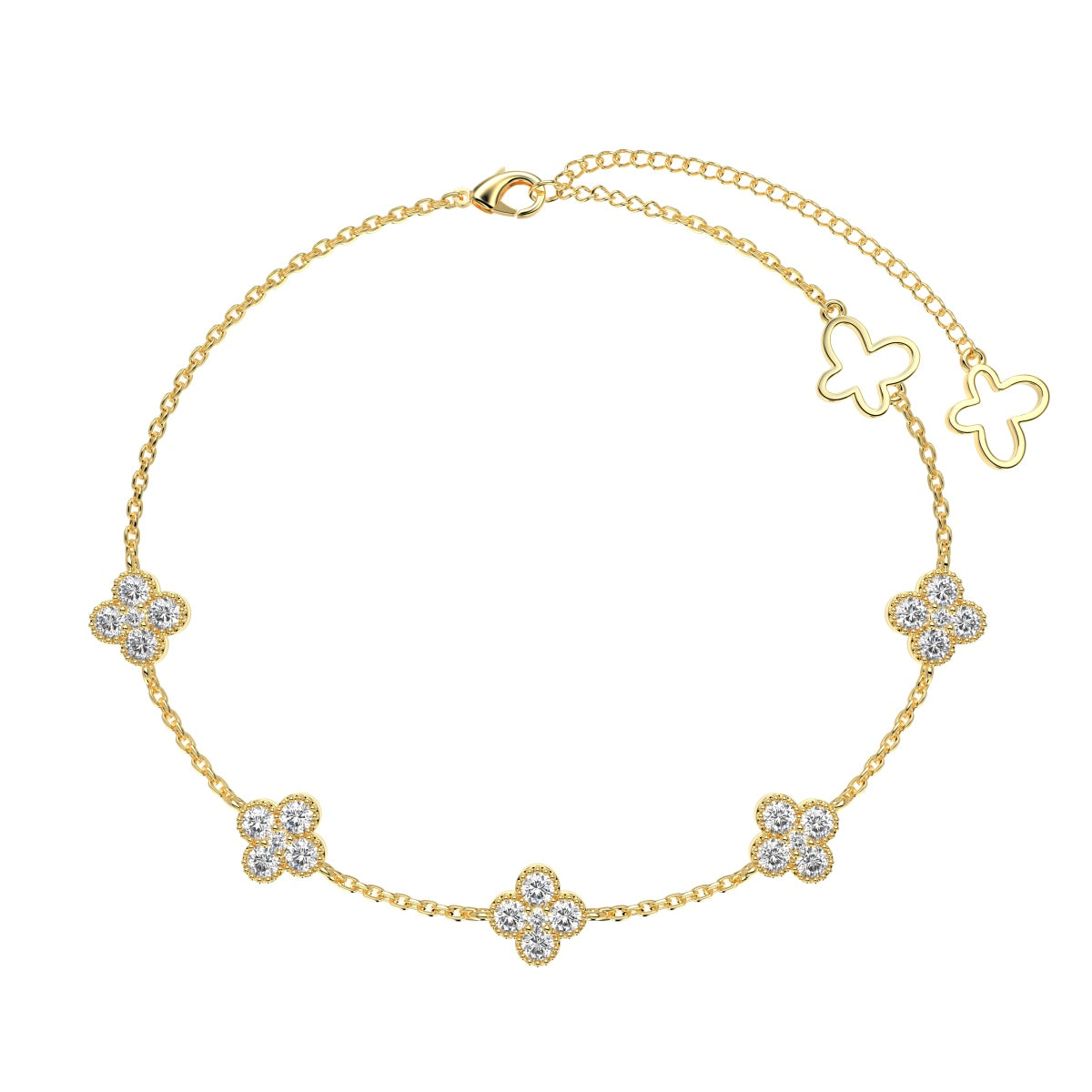 [Kincade Jewelrys]Four-Leaf Clover Hollow Butterfly Bracelet