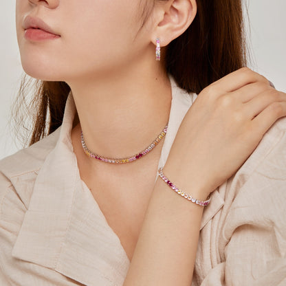 [Kincade Jewelrys]Radiant Colorful Round Cut Tennis Bracelet