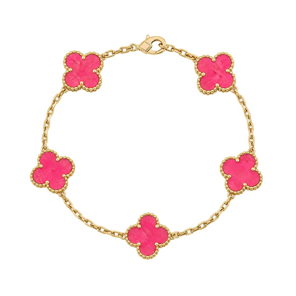 [Kincade]CLOVER 5 MOTIFS PINK ENAMEL BRACELET