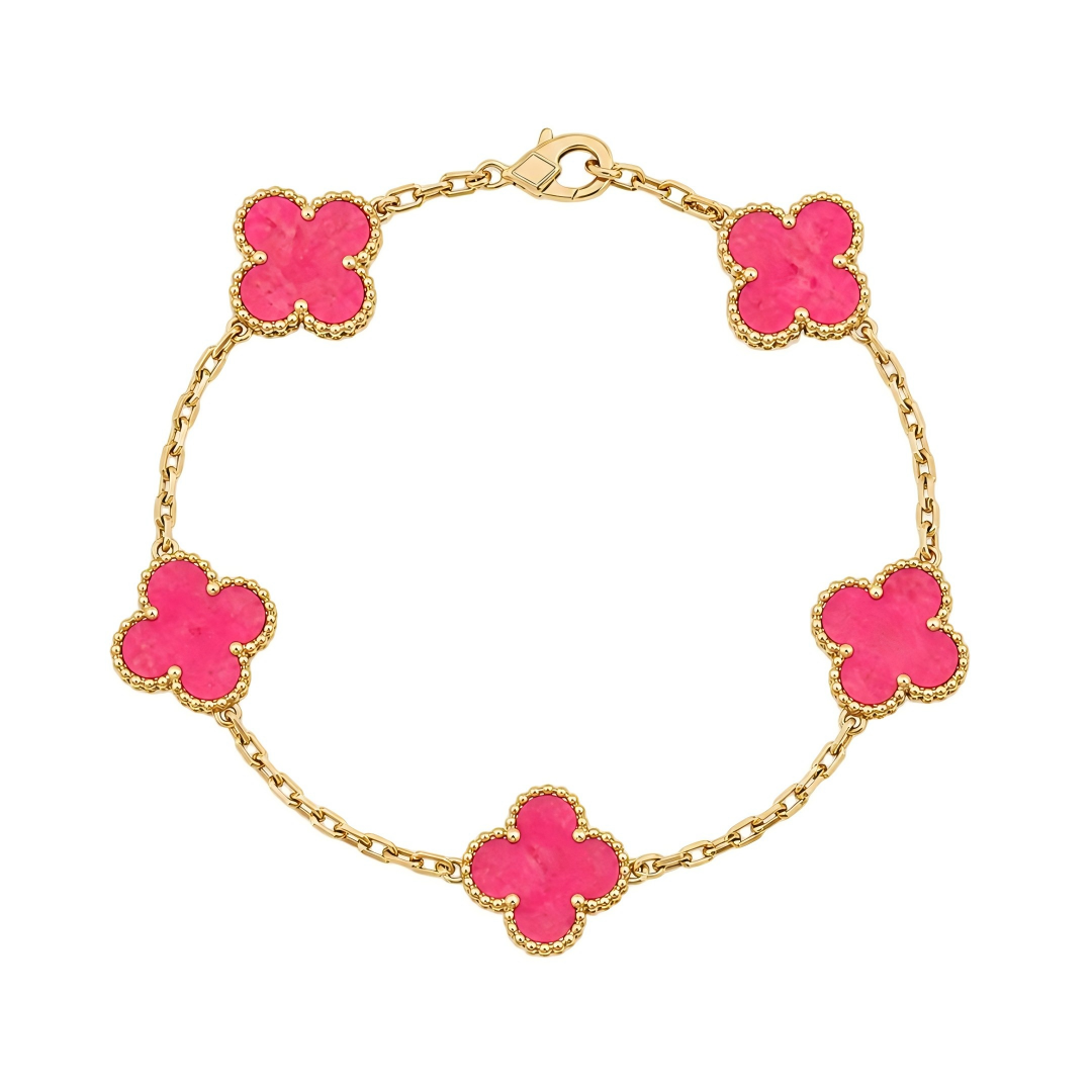[Kincade]CLOVER 5 MOTIFS PINK ENAMEL BRACELET