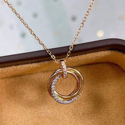 [Kincade Jewelrys]TRINITY NECKLACE SILVER GOLD PINK GOLD DIAMONDS