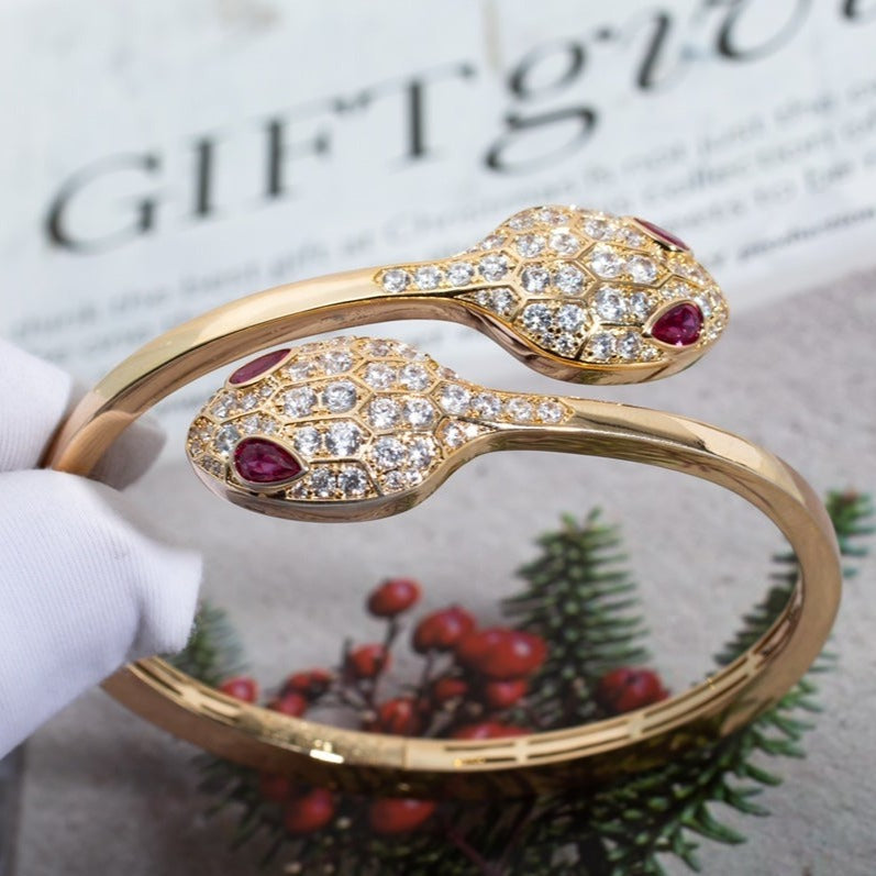 [Kincade Jewelrys]SERPENTI BRACELET PINK GOLD DIAMOND DOUBLE SNAKE