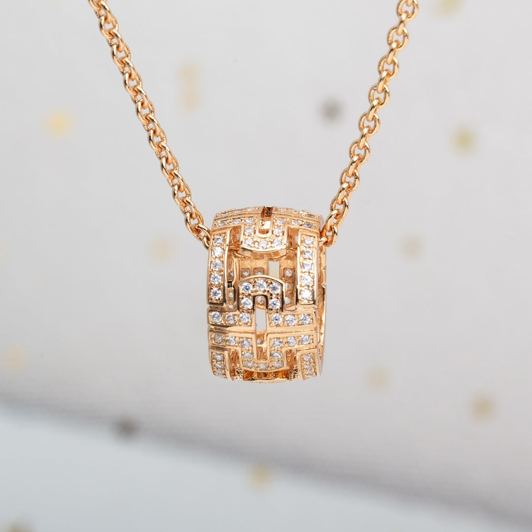 [Kincade Jewelrys]PARENTESI NECKLACE PINK GOLD DIAMOND