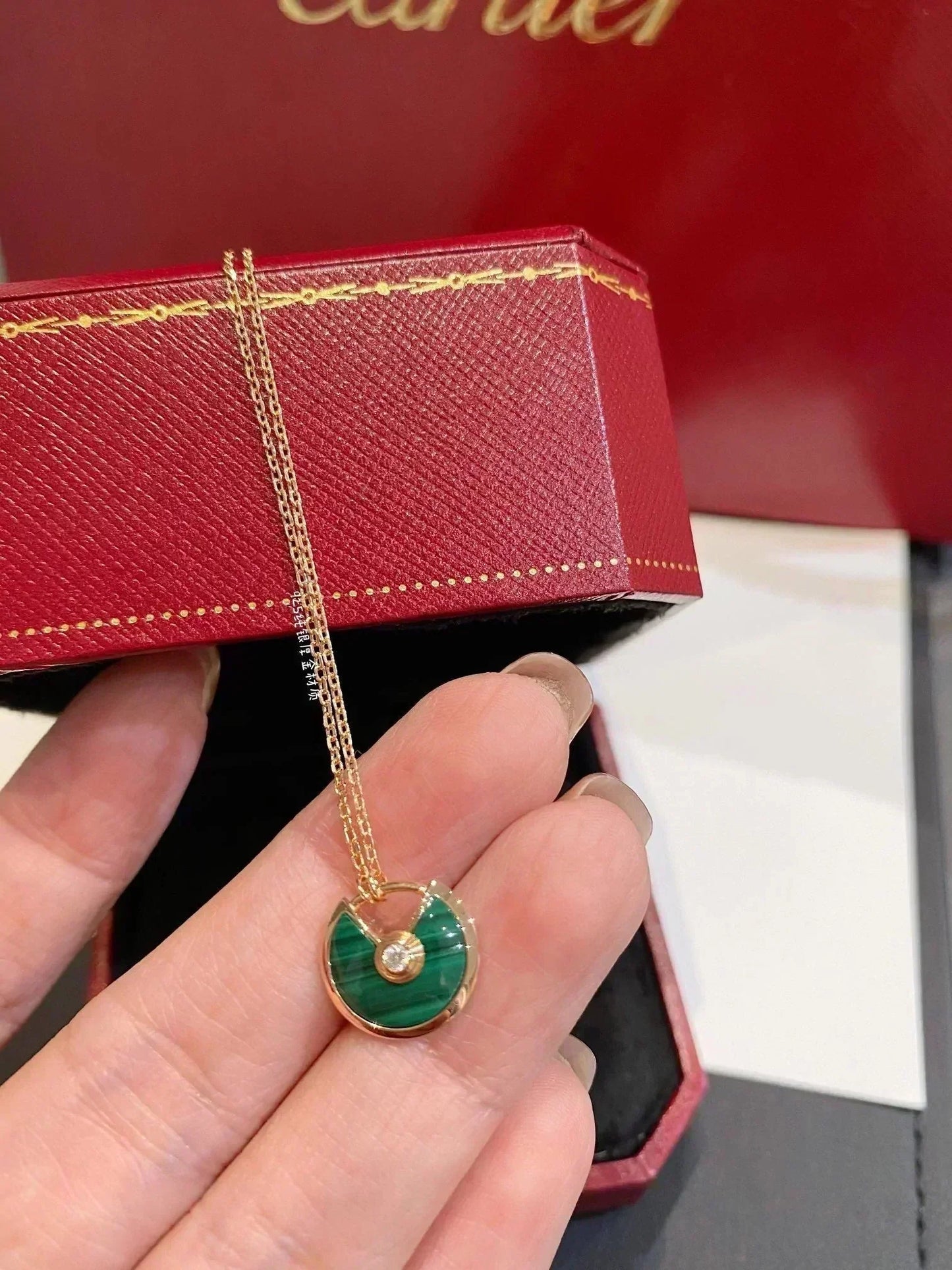 [Kincade Jewelrys]AMULETTE ROSE GOLD MALACHITE NECKLACE