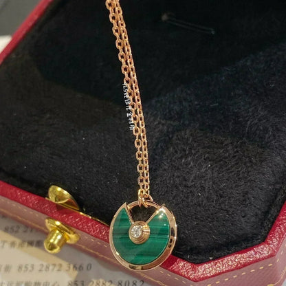 [Kincade Jewelrys]AMULETTE ROSE GOLD MALACHITE NECKLACE