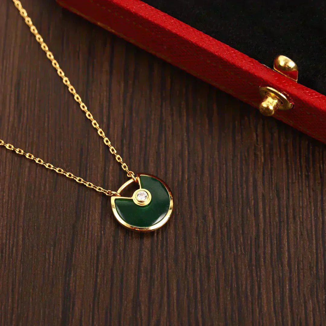 [Kincade Jewelrys]AMULETTE GOLD MALACHITE NECKLACE