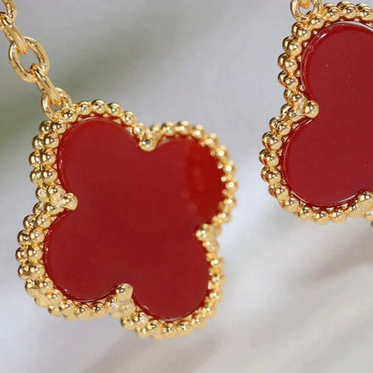 [Kincade Jewelrys]CLOVER  2 MOTIF  TIGER EYE CARNELIAN EARRINGS