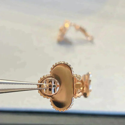 [Kincade Jewelrys]CLOVER MEDIUM 1 MOTIFS GRAY MOP  DIAMOND EARRINGS