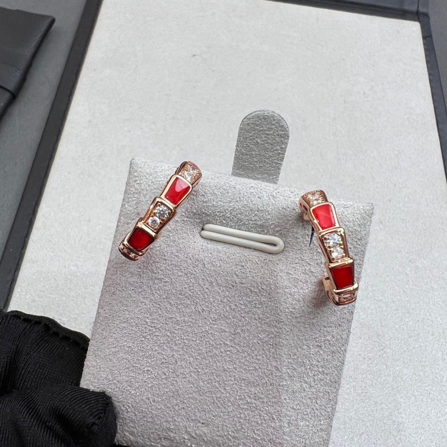 [Kincade Jewelrys]SERPENTI CARNELIAN PINK GOLD EARRINGS