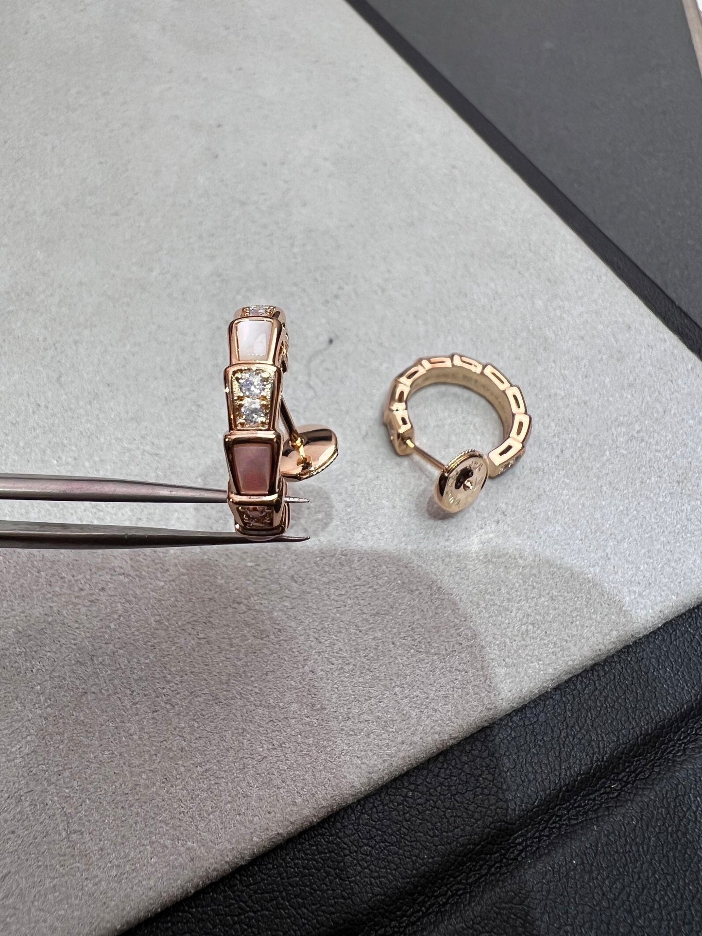 [Kincade Jewelrys]SERPENTI MOP PINK GOLD EARRINGS