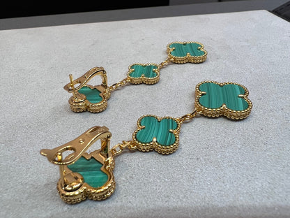 [Kincade Jewelrys]CLOVER MALACHITE 3 MOTIFS GOLD