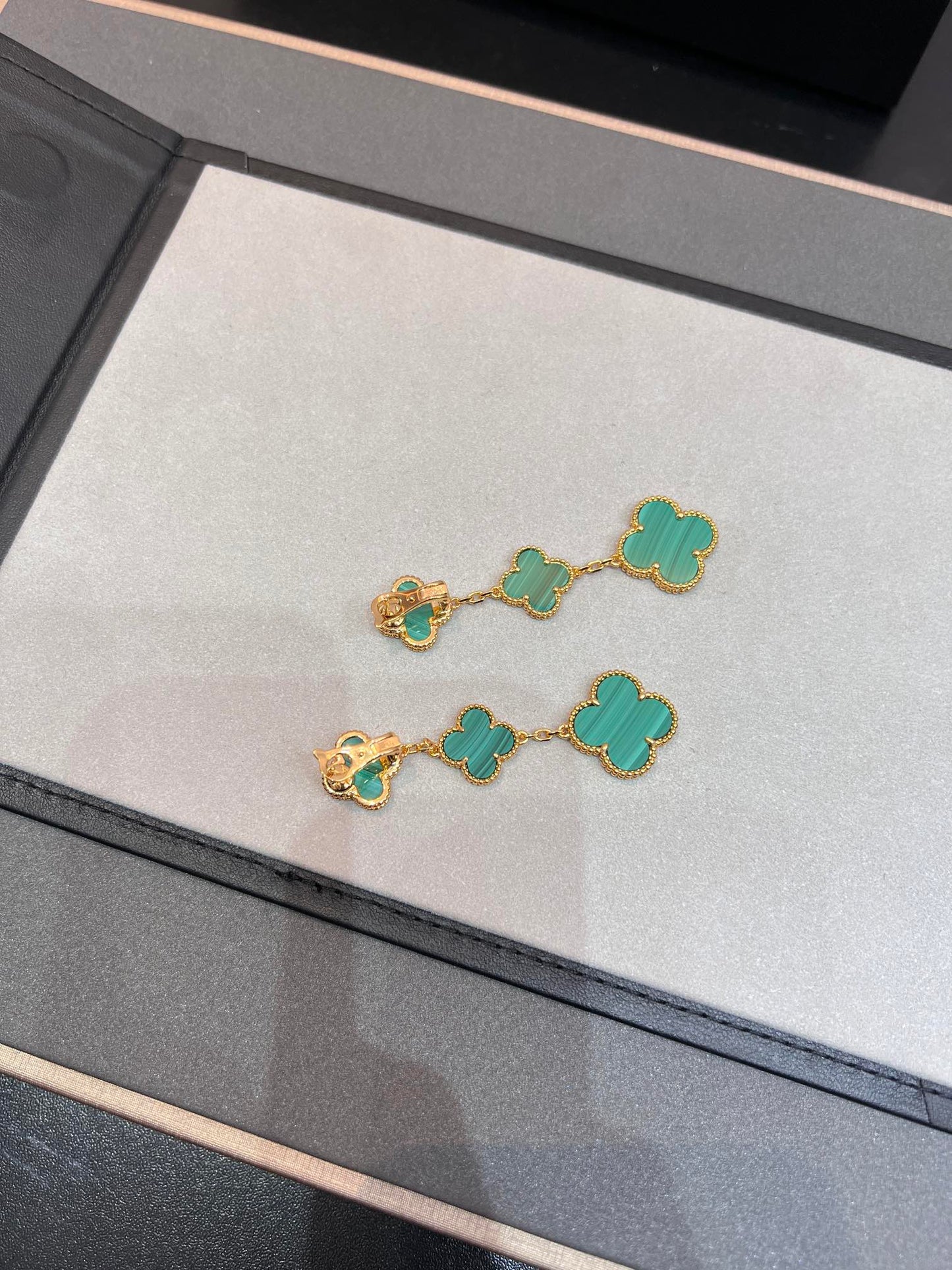 [Kincade Jewelrys]CLOVER MALACHITE 3 MOTIFS GOLD