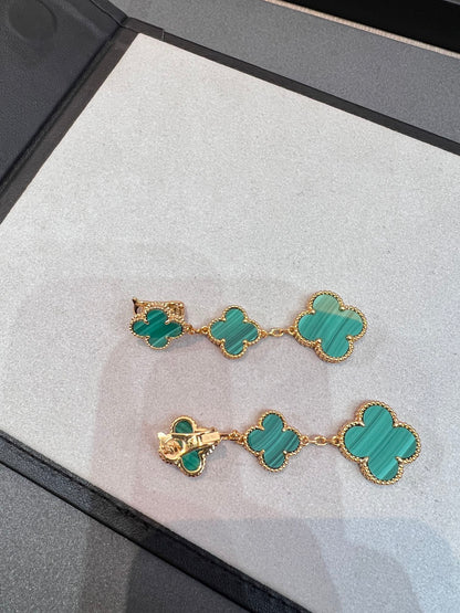 [Kincade Jewelrys]CLOVER MALACHITE 3 MOTIFS GOLD