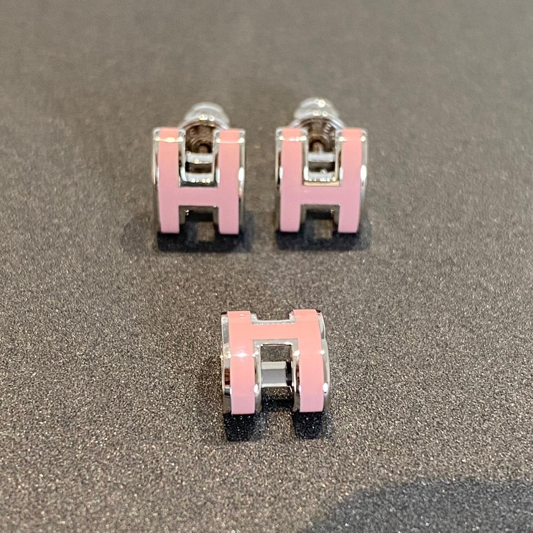 [Kincade Jewelrys]MINI POP H SILVER EARRINGS PINK