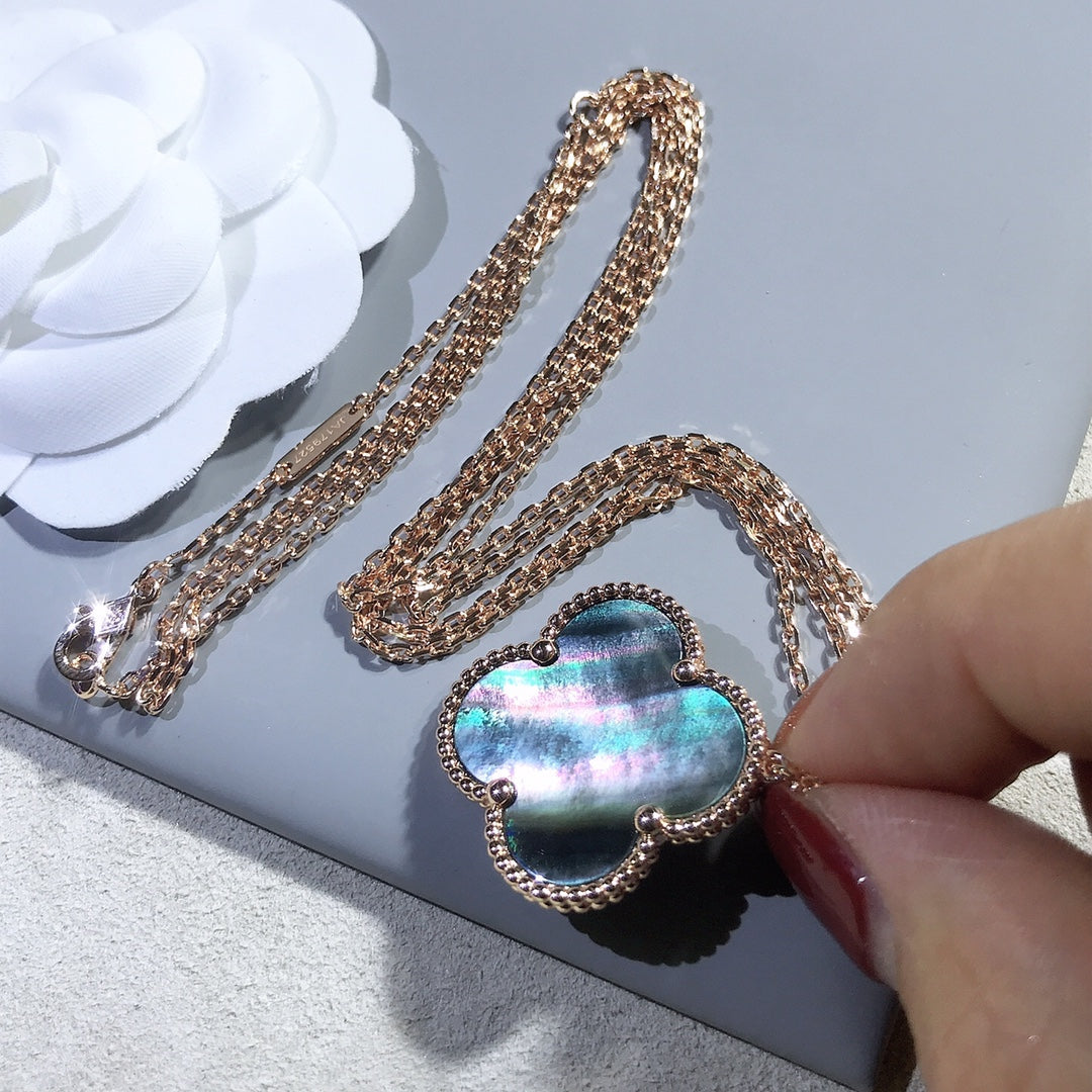 [Kincade Jewelrys]CLOVER 25MM GOLD DARK MOP BIG CLOVER NECKLACE