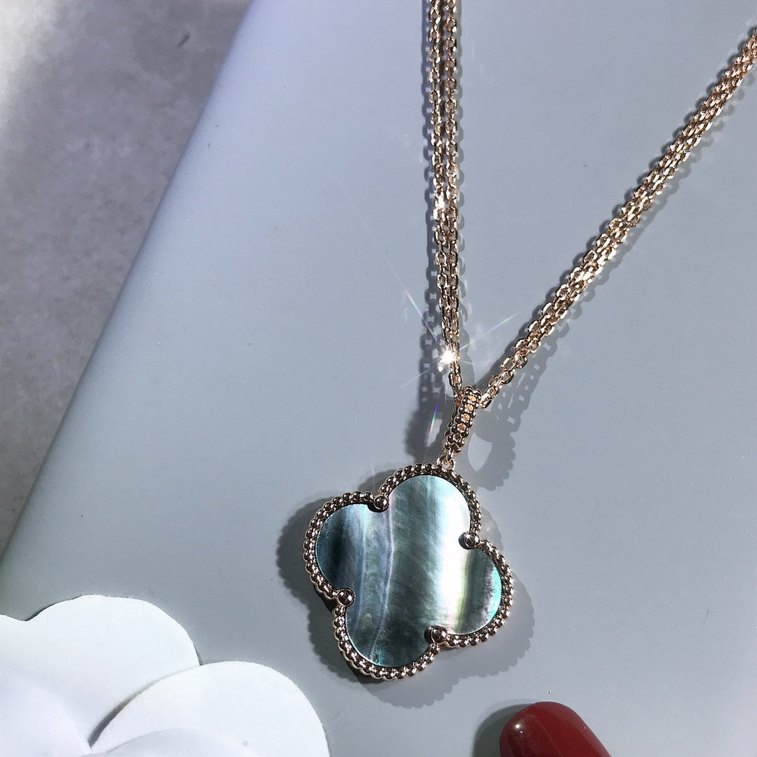 [Kincade Jewelrys]CLOVER 25MM GOLD DARK MOP BIG CLOVER NECKLACE