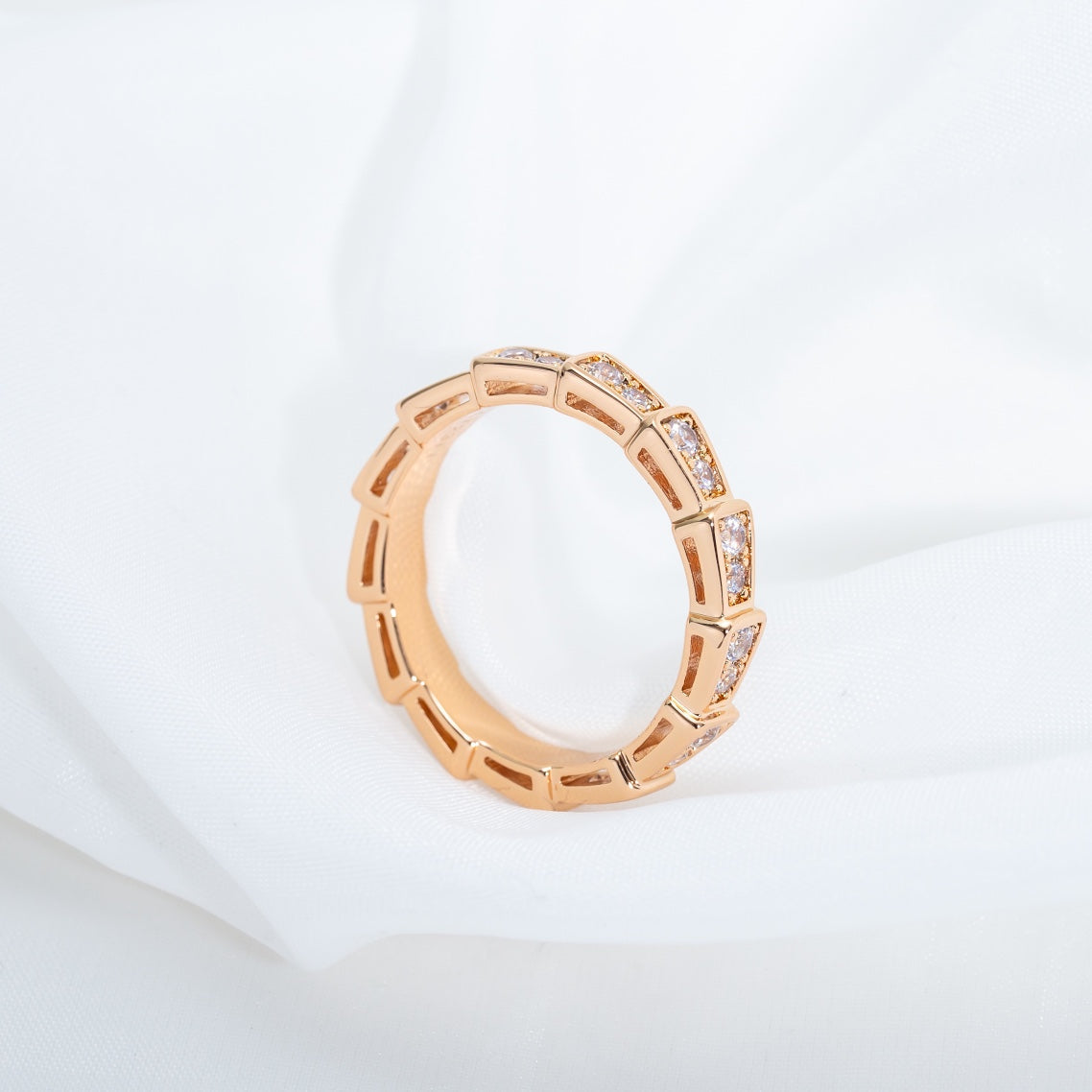 [Kincade Jewelrys]SERPENTI RING PINK GOLD DIAMOND PAVED 3MM