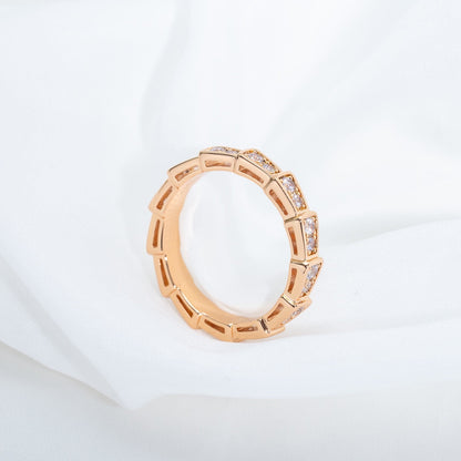 [Kincade Jewelrys]SERPENTI RING PINK GOLD DIAMOND PAVED 3MM