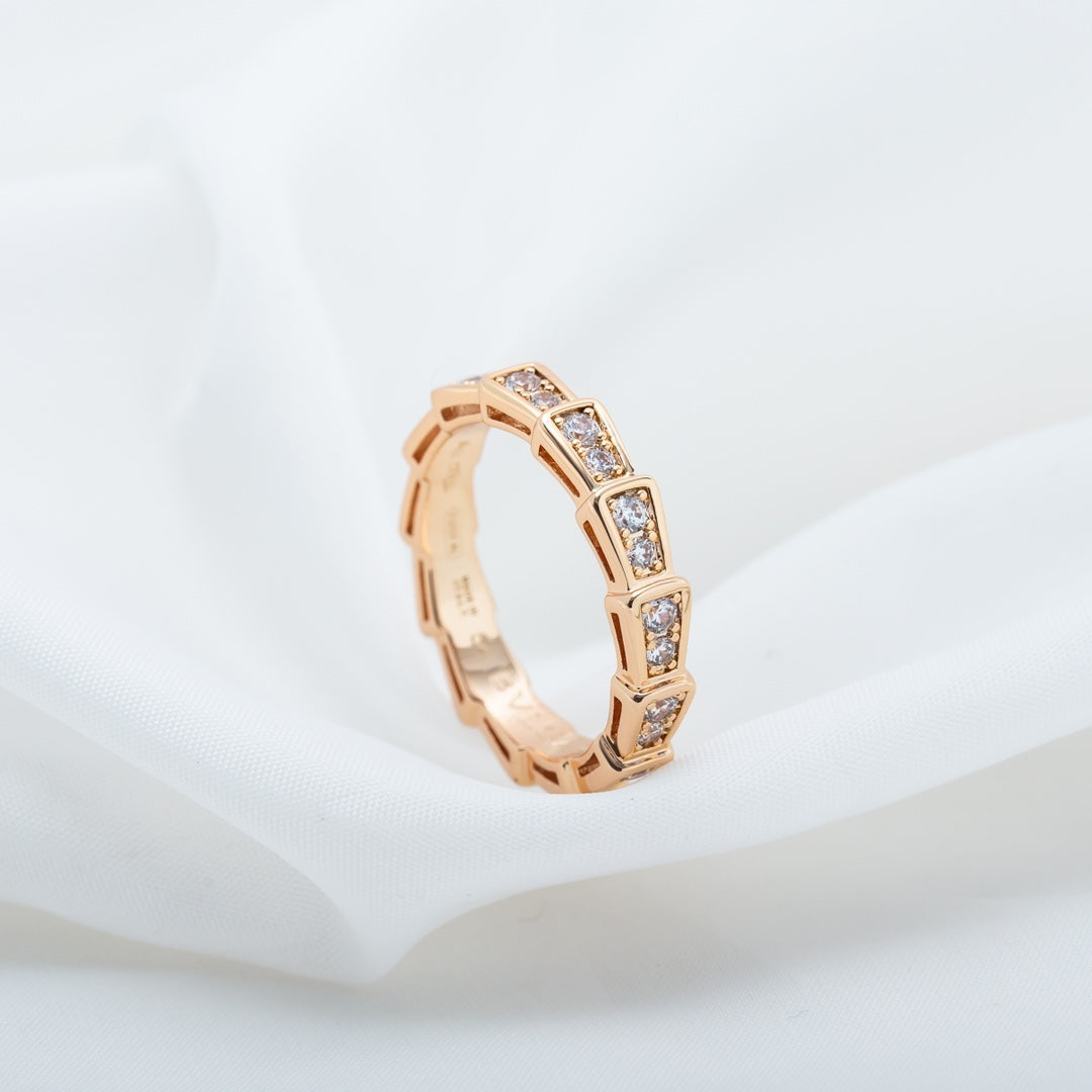 [Kincade Jewelrys]SERPENTI RING PINK GOLD DIAMOND PAVED 3MM