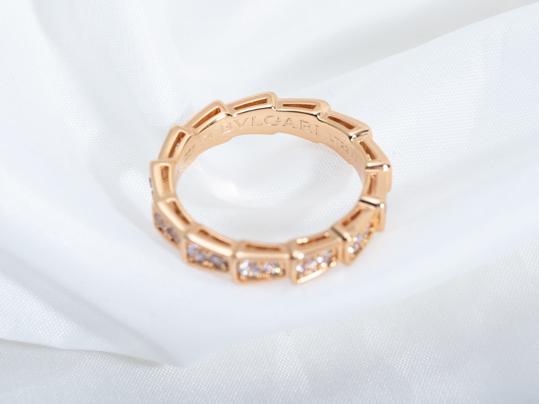[Kincade Jewelrys]SERPENTI RING PINK GOLD DIAMOND PAVED 3MM