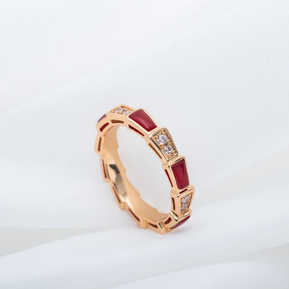 [Kincade Jewelrys]SERPENTI RING PINK GOLD CARNELIAN DIAMOND 3MM