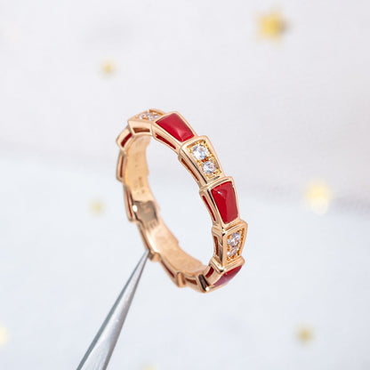 [Kincade Jewelrys]SERPENTI RING PINK GOLD CARNELIAN DIAMOND 3MM