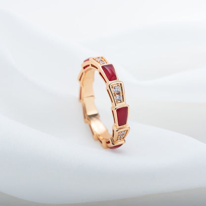 [Kincade Jewelrys]SERPENTI RING PINK GOLD CARNELIAN DIAMOND 3MM