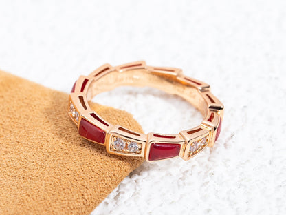 [Kincade Jewelrys]SERPENTI RING PINK GOLD CARNELIAN DIAMOND 3MM