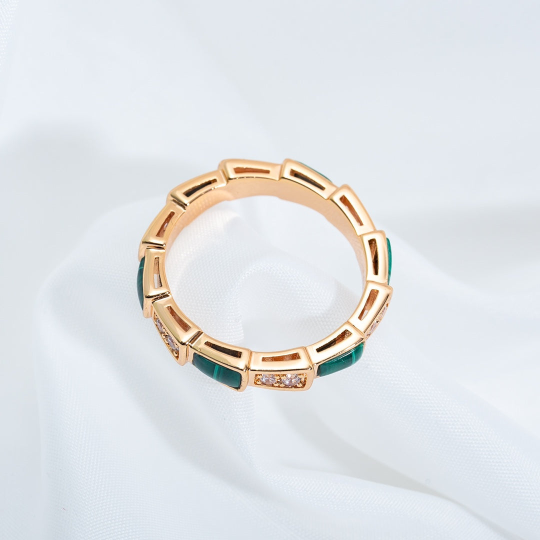 [Kincade Jewelrys]SERPENTI RING PINK GOLD MALACHITE DIAMOND 3MM