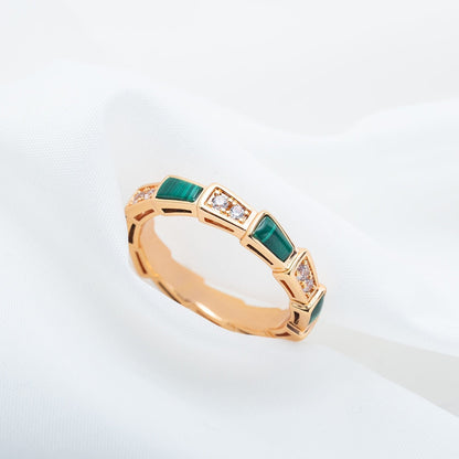 [Kincade Jewelrys]SERPENTI RING PINK GOLD MALACHITE DIAMOND 3MM