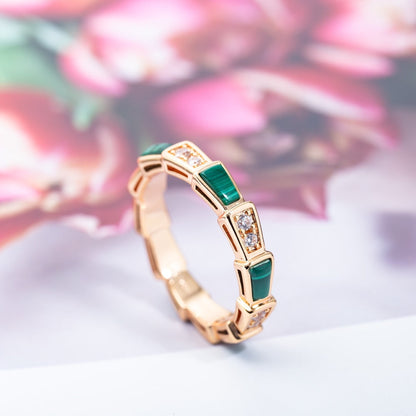 [Kincade Jewelrys]SERPENTI RING PINK GOLD MALACHITE DIAMOND 3MM