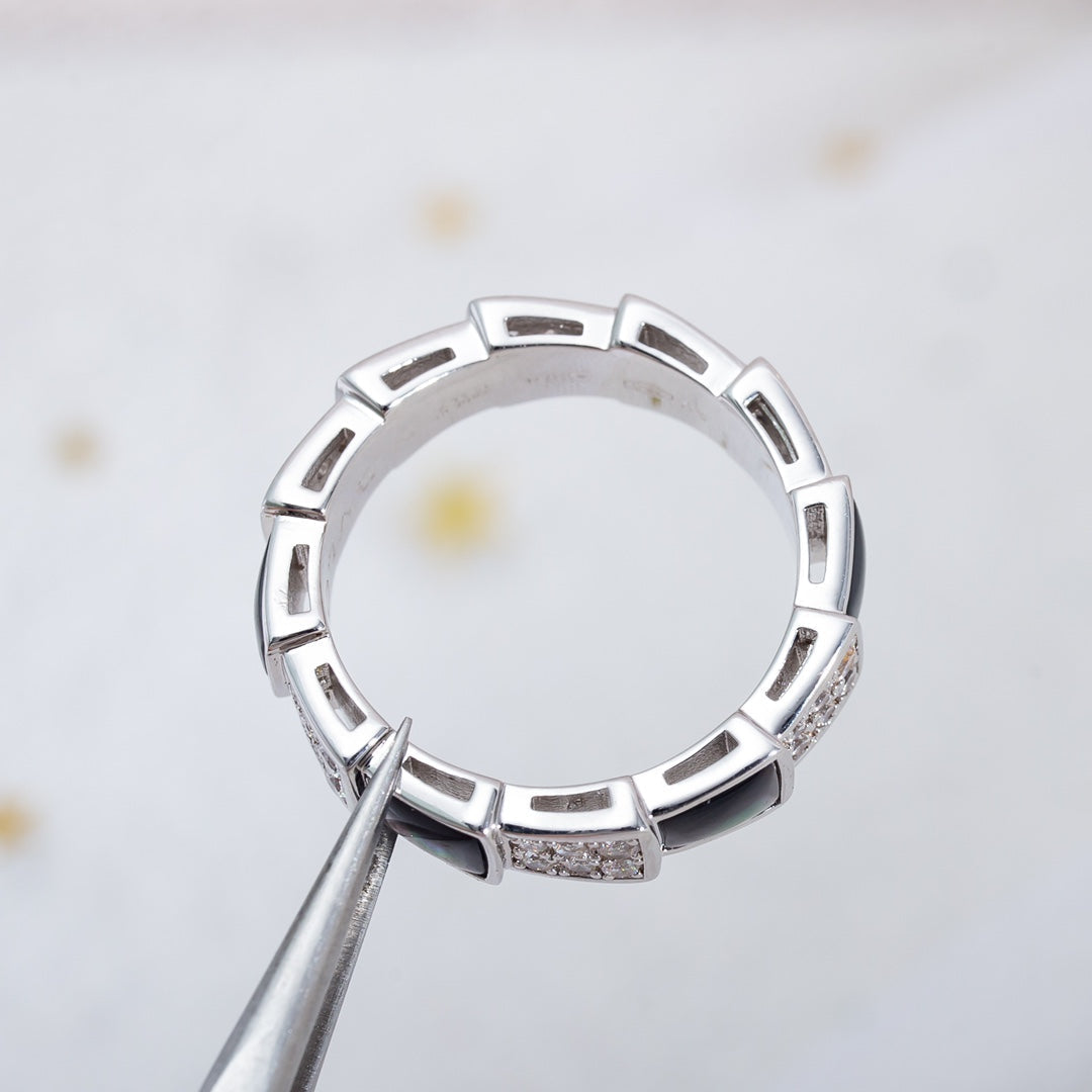 [Kincade Jewelrys]SERPENTI RING SILVER DIAMOND BLACK MOP 4MM