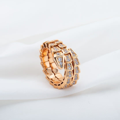 [Kincade Jewelrys]SERPENTI RING PINK GOLD DIAMOND DOUBLE ROW