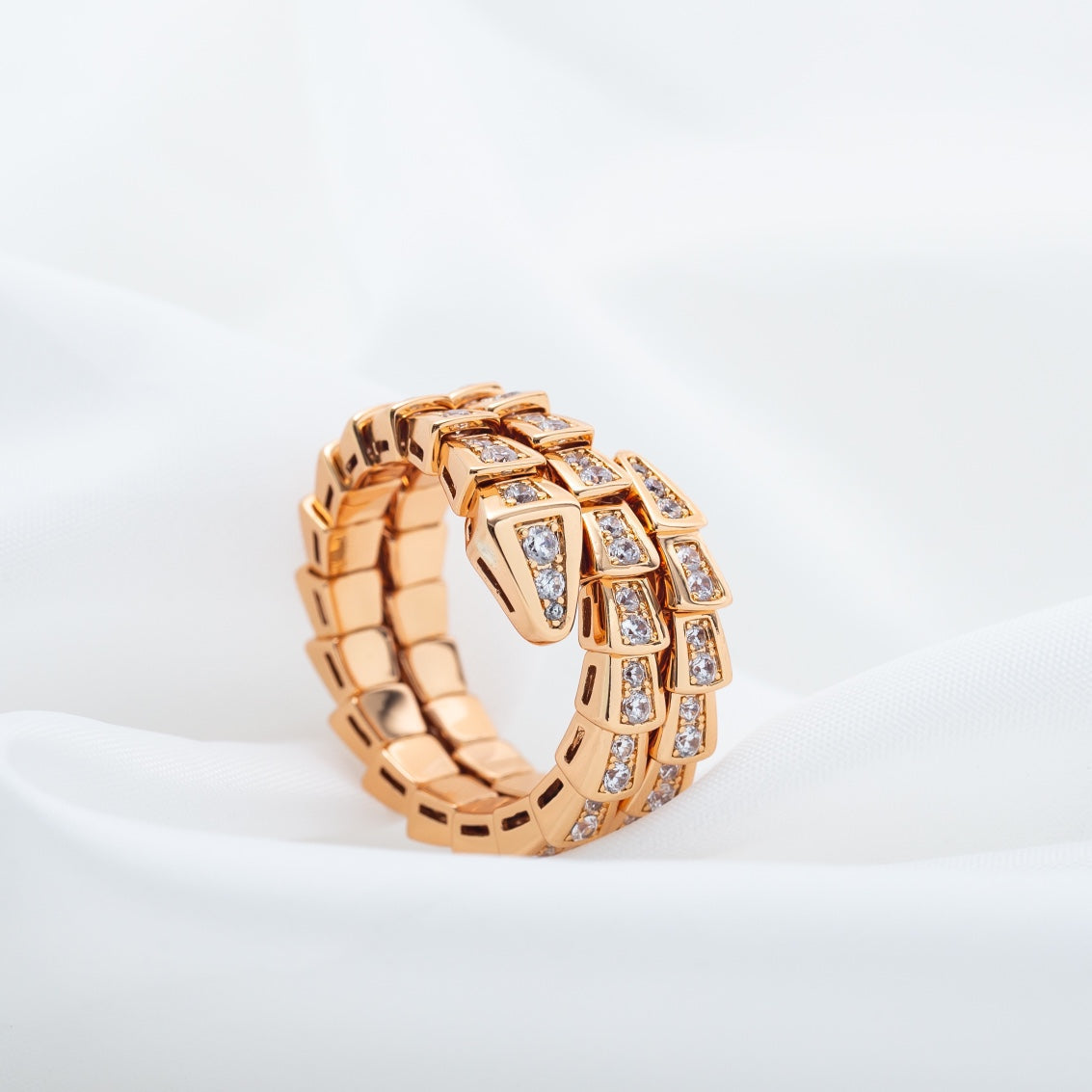 [Kincade Jewelrys]SERPENTI RING PINK GOLD DIAMOND DOUBLE ROW