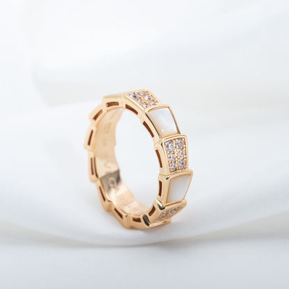 [Kincade Jewelrys]SERPENTI RING PINK GOLD MOP DIAMOND PAVED 4MM